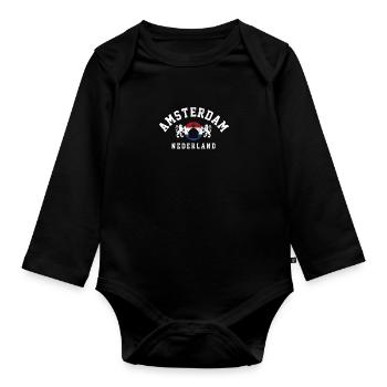 Amsterdam Pays-Bas Hollande Souvenir - Body Bébé bio manches longues - noir - Devant