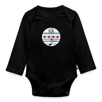 Chicago Illinois House Music - Organic Longsleeve Baby Bodysuit - black - Front