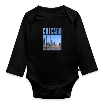 Chicago, Illinois - Baby Bio-Langarm-Body - Schwarz - Vorne