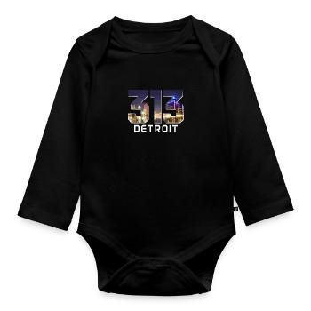 Detroit Michigan Motor City USA Souvenir - Baby Bio-Langarm-Body - Schwarz - Vorne