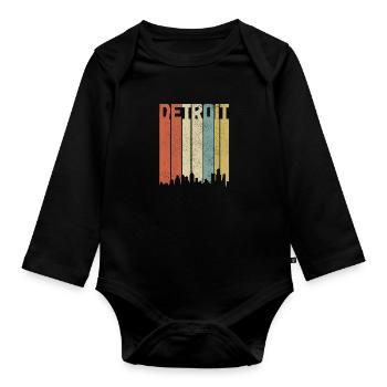 Detroit Michigan Motor City USA Souvenir - Baby Bio-Langarm-Body - Schwarz - Vorne