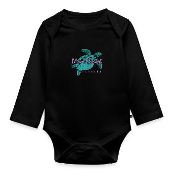 Miami Beach Florida USA Retro Vintage - Baby Bio-Langarm-Body - Schwarz - Vorne