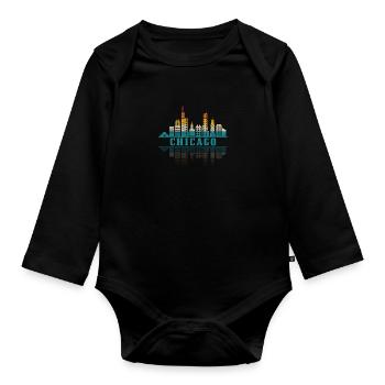 Chicago Illinois Souvenir Gift - Organic Longsleeve Baby Bodysuit - black - Front