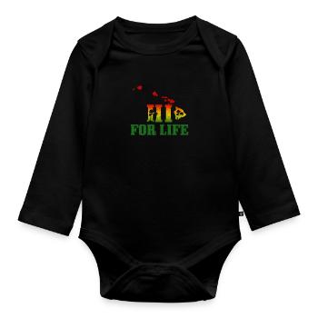 Hawaii Aloha Hawaiianisch Souvenir - Baby Bio-Langarm-Body - Schwarz - Vorne
