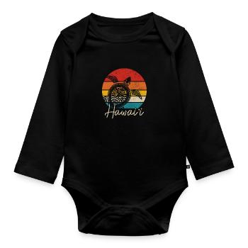 Hawaii Aloha Hawaiianisch Souvenir - Baby Bio-Langarm-Body - Schwarz - Vorne