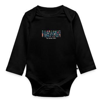 Hawaii Aloha Hawaiianisch Souvenir - Baby Bio-Langarm-Body - Schwarz - Vorne