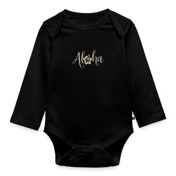 Hawaii Aloha Hawaiianisch Souvenir - Baby Bio-Langarm-Body - Schwarz - Vorne