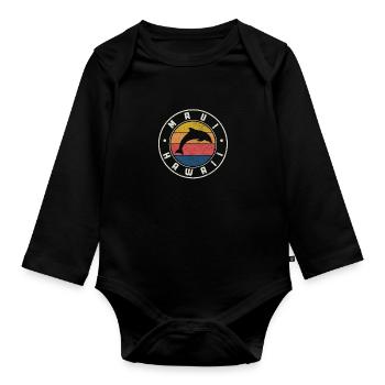 Maui Hawaii Aloha Hawaiianisch Souvenir - Baby Bio-Langarm-Body - Schwarz - Vorne