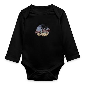 San Diego Kalifornien Vintage Souvenir - Baby Bio-Langarm-Body - Schwarz - Vorne