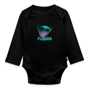 Floride rétro Souvenir États-Unis Amérique - Body Bébé bio manches longues - noir - Devant