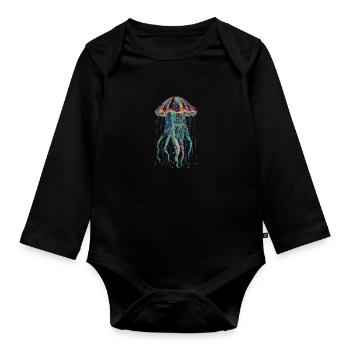 Cadeau de méduse - Body Bébé bio manches longues - noir - Devant