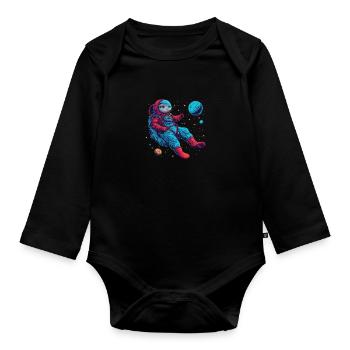 Otter Space Lustig Otter Astronaut - Baby Bio-Langarm-Body - Schwarz - Vorne