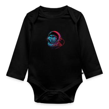 Otter Space Lustig Otter Astronaut - Baby Bio-Langarm-Body - Schwarz - Vorne