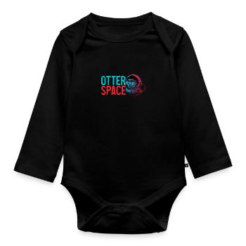 Otter Space Lustig Otter Astronaut - Baby Bio-Langarm-Body - Schwarz - Vorne