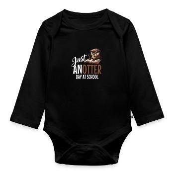 Loutre drôle cadeau - Body Bébé bio manches longues - noir - Devant