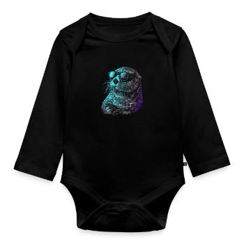 Loutre drôle cadeau - Body Bébé bio manches longues - noir - Devant