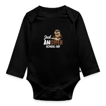 Loutre drôle cadeau - Body Bébé bio manches longues - noir - Devant