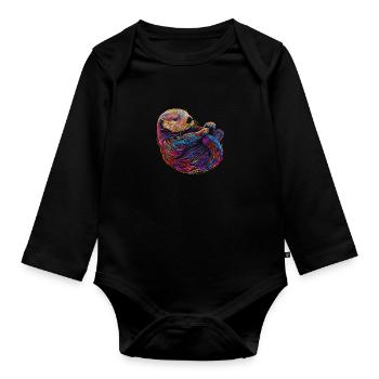 Loutre drôle cadeau - Body Bébé bio manches longues - noir - Devant
