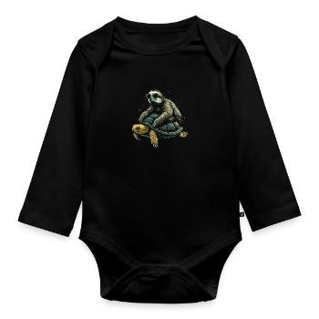 Sloth Turtle Funny Gift - Organic Longsleeve Baby Bodysuit - black - Front