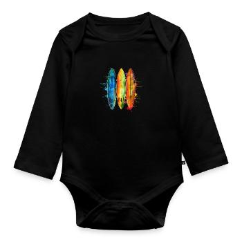 Surfing Vintage surfeur cadeau - Body Bébé bio manches longues - noir - Devant