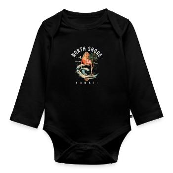 Surfen Hawaii Vintage Surfer Geschenk - Baby Bio-Langarm-Body - Schwarz - Vorne