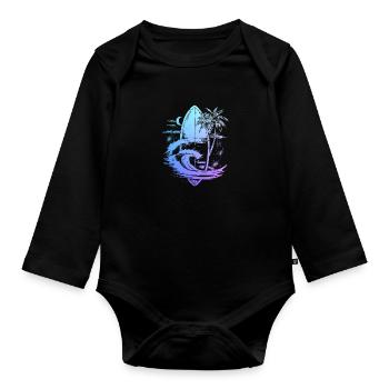 Surfer Vintage Surf Gift - Organic Longsleeve Baby Bodysuit - black - Front