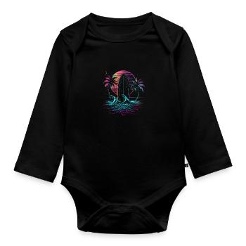 Surf Retro Vintage Surfer cadeau - Body Bébé bio manches longues - noir - Devant