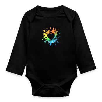 Herz-Spritzer - Baby Bio-Langarm-Body - Schwarz - Vorne