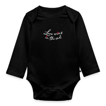 Die Liebe gewinnt am Ende - Baby Bio-Langarm-Body - Schwarz - Vorne