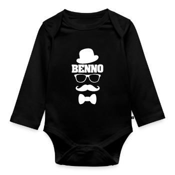 Vorname Benno - Baby Bio-Langarm-Body - Schwarz - Vorne