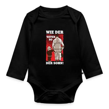Wie Der Vater So Der Sohn Feuerwehr - Baby Bio-Langarm-Body - Schwarz - Vorne