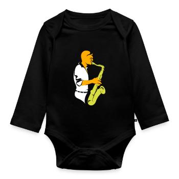 musique jazz musicien de jazz trompette saxophone cadeau - Body Bébé bio manches longues - noir - Devant