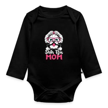 Shih Tzu - Organic Longsleeve Baby Bodysuit - black - Front
