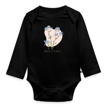 Vergissmeinnicht botanische Zeichnung - Baby Bio-Langarm-Body - Schwarz - Vorne