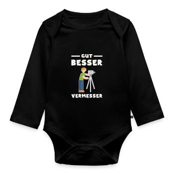 Vermesser Vermessungstechniker Landvermesser - Baby Bio-Langarm-Body - Schwarz - Vorne