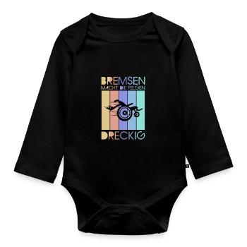 Rollstuhl Behinderung Handicap Rollstuhlfahrer - Baby Bio-Langarm-Body - Schwarz - Vorne