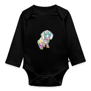 Dackel on Tour - Baby Bio-Langarm-Body - Schwarz - Vorne
