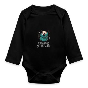 Lieblings Schlafshirt Panda Pandabär Nachtshirt - Baby Bio-Langarm-Body - Schwarz - Vorne