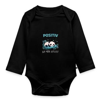 Positiv Müde Panda Pandabären Fun Nachthemd Pajama - Baby Bio-Langarm-Body - Schwarz - Vorne