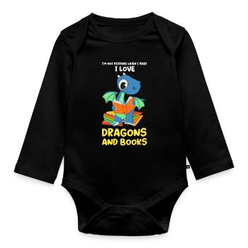 Drache Drache und Buch Drachenliebhaber Geschenk - Baby Bio-Langarm-Body - Schwarz - Vorne