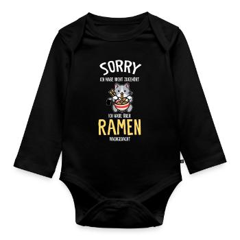Ramen & Katzen Anime Ramen-Katze Geschenk - Baby Bio-Langarm-Body - Schwarz - Vorne