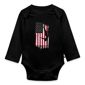 Gymnast American Flag Gymnastics Tumbling Gift - Organic Longsleeve Baby Bodysuit - black - Front