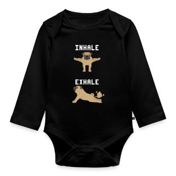 Inspirer, Expirer - Carlin, Yoga, Exercice, Sports canins - Body Bébé bio manches longues - noir - Devant