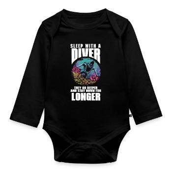 Sleep with a diver - draught and endurance - Organic Longsleeve Baby Bodysuit - black - Front