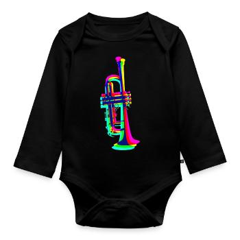 Trumpet - Organic Longsleeve Baby Bodysuit - black - Front