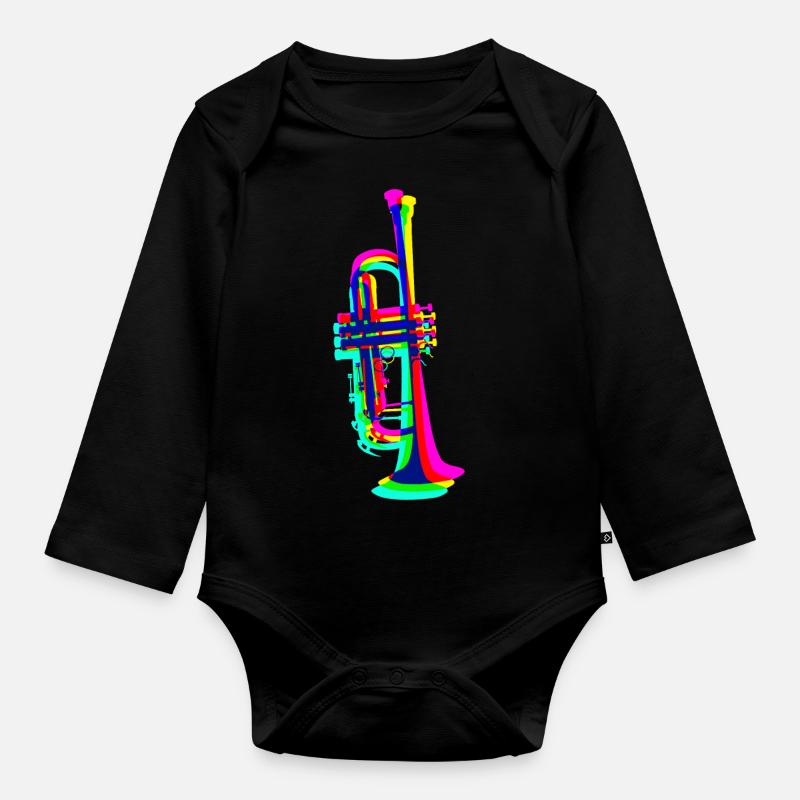 trompette - Body Bébé bio manches longues - noir