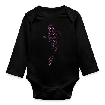 Mosaïque de carpes koi - Body Bébé bio manches longues - noir - Devant
