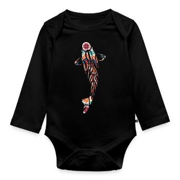 Koi Karpfen Mosaik Mandala - Baby Bio-Langarm-Body - Schwarz - Vorne