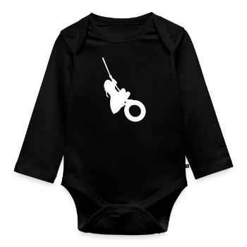 Tire swing swings girls playground - Organic Longsleeve Baby Bodysuit - black - Front
