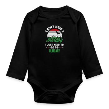 Ungarn Therapie Ungarisch Budapest Flagge Geschenk - Baby Bio-Langarm-Body - Schwarz - Vorne
